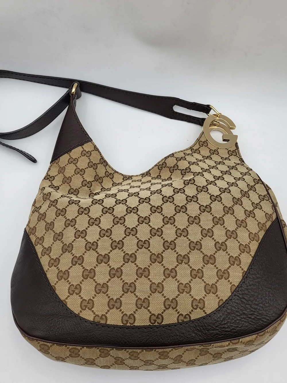 GUCCI Monogram Medium Charlotte Hobo Brown,, Authentic!!